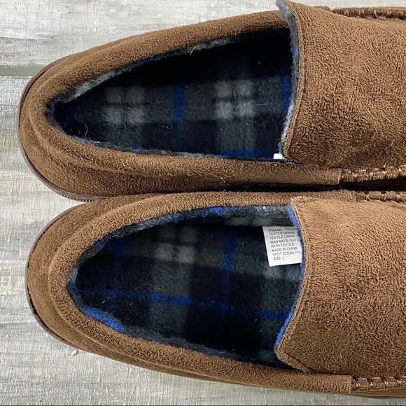 Men’s Moccasin Slipper House Shoe Indoor Outdoor Foam Hard Sole Cozy Loafer - Picture 11 of 16